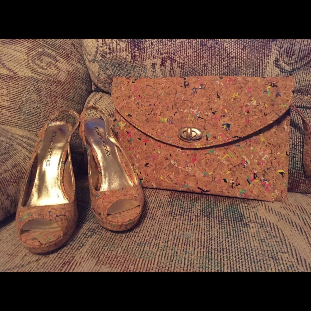 Cork shoe & purse set. NWOT